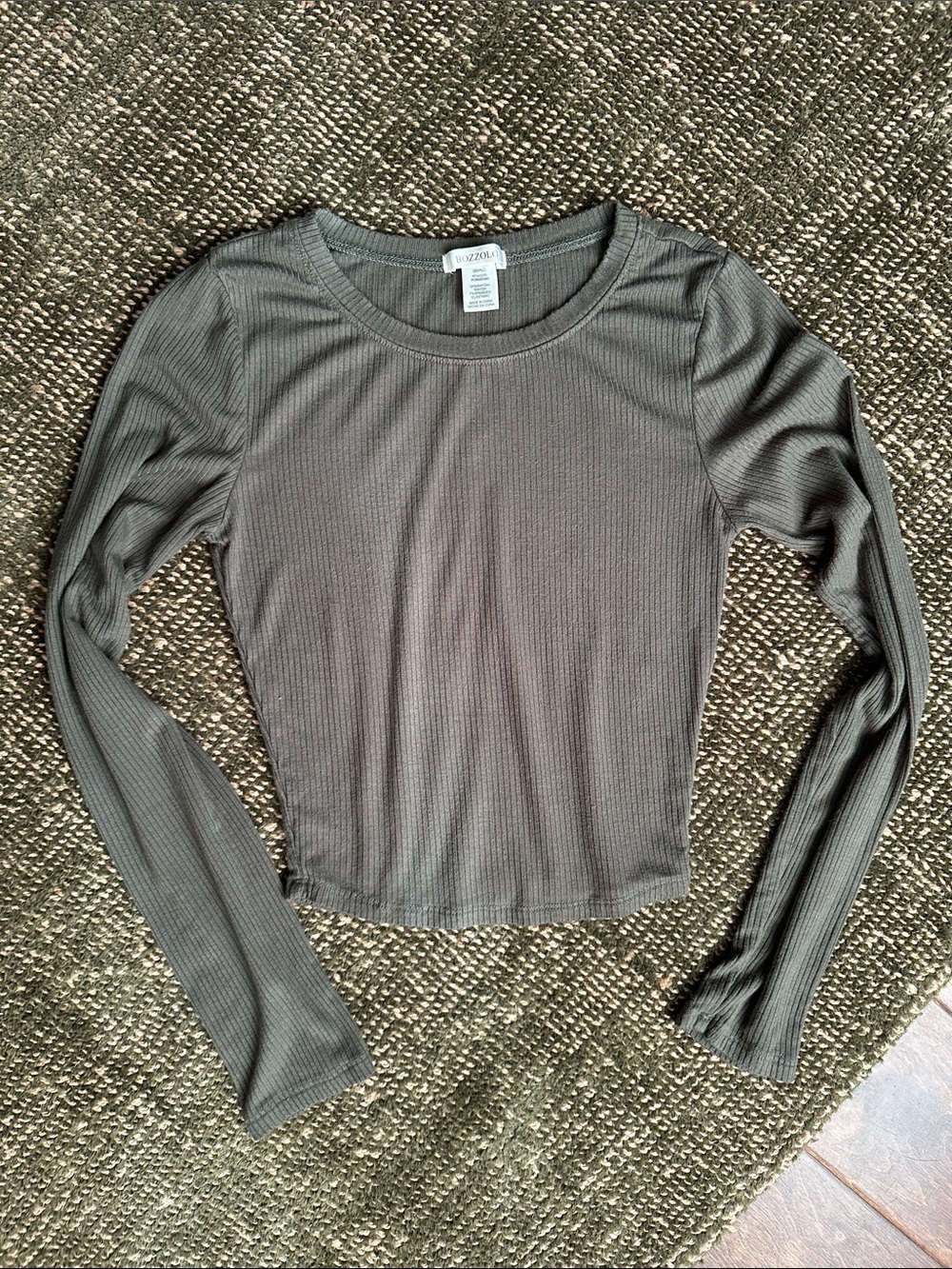 Bizzolo Olive Ribbed Long Sleeve Top